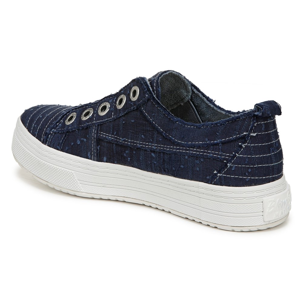 Blowfish Women\'s Super Play Slip On Sneaker - Indigo Washed Linen
