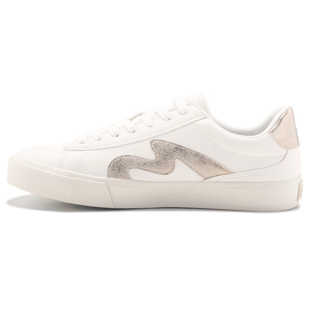 Blowfish Women\'s Vice Lace Up Sneaker - White/Gold