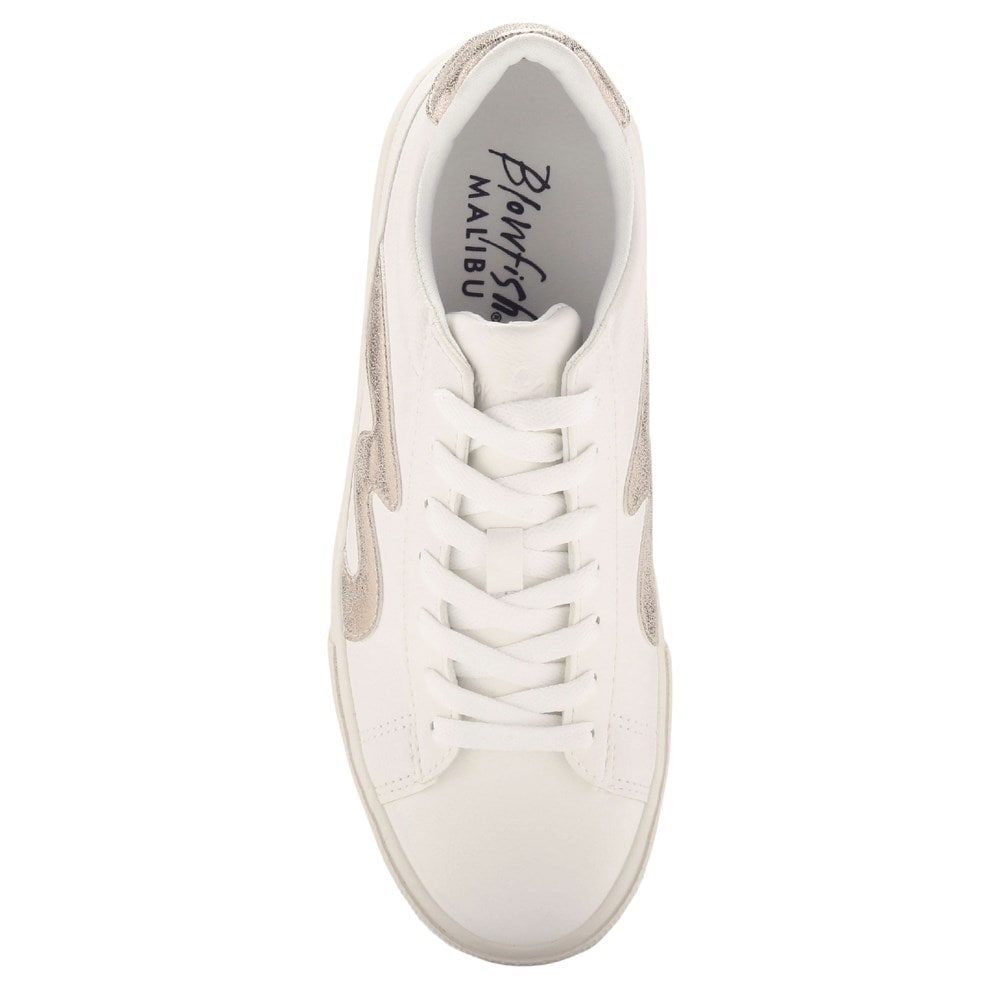 Blowfish Women\'s Vice Lace Up Sneaker - White/Gold