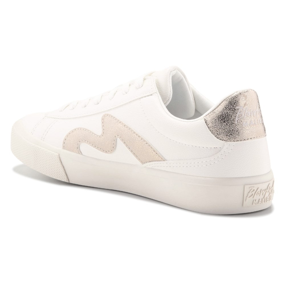 Blowfish Women\'s Vice Lace Up Sneaker - White/Gold