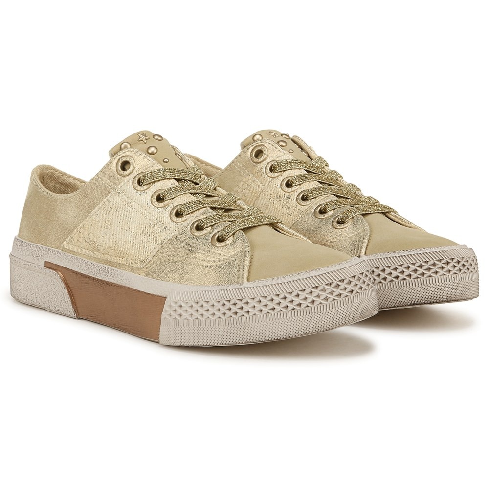Blowfish Women's Walk On Lace Up Sneaker - Soft Gold Sueded Faux Leather