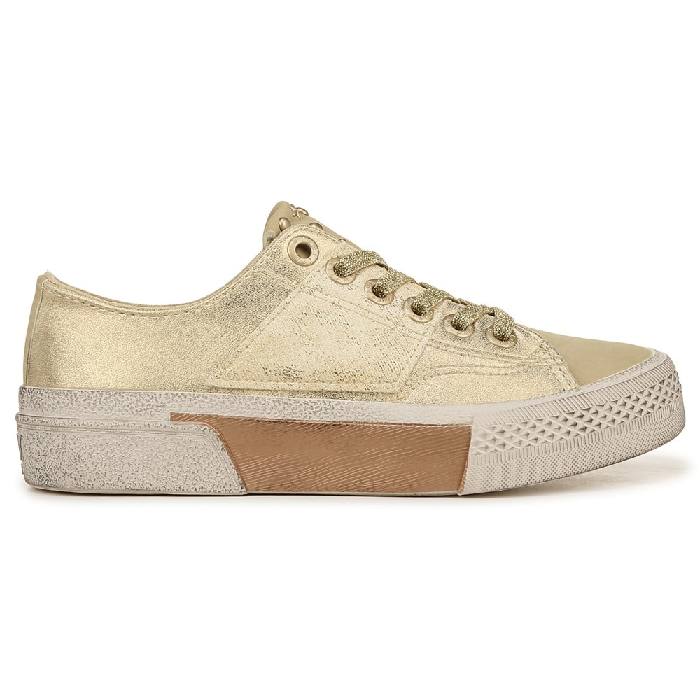 Blowfish Women\'s Walk On Lace Up Sneaker - Soft Gold Sueded Faux Leather