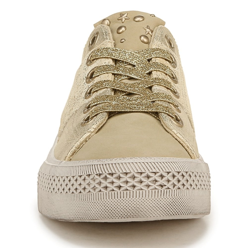 Blowfish Women\'s Walk On Lace Up Sneaker - Soft Gold Sueded Faux Leather