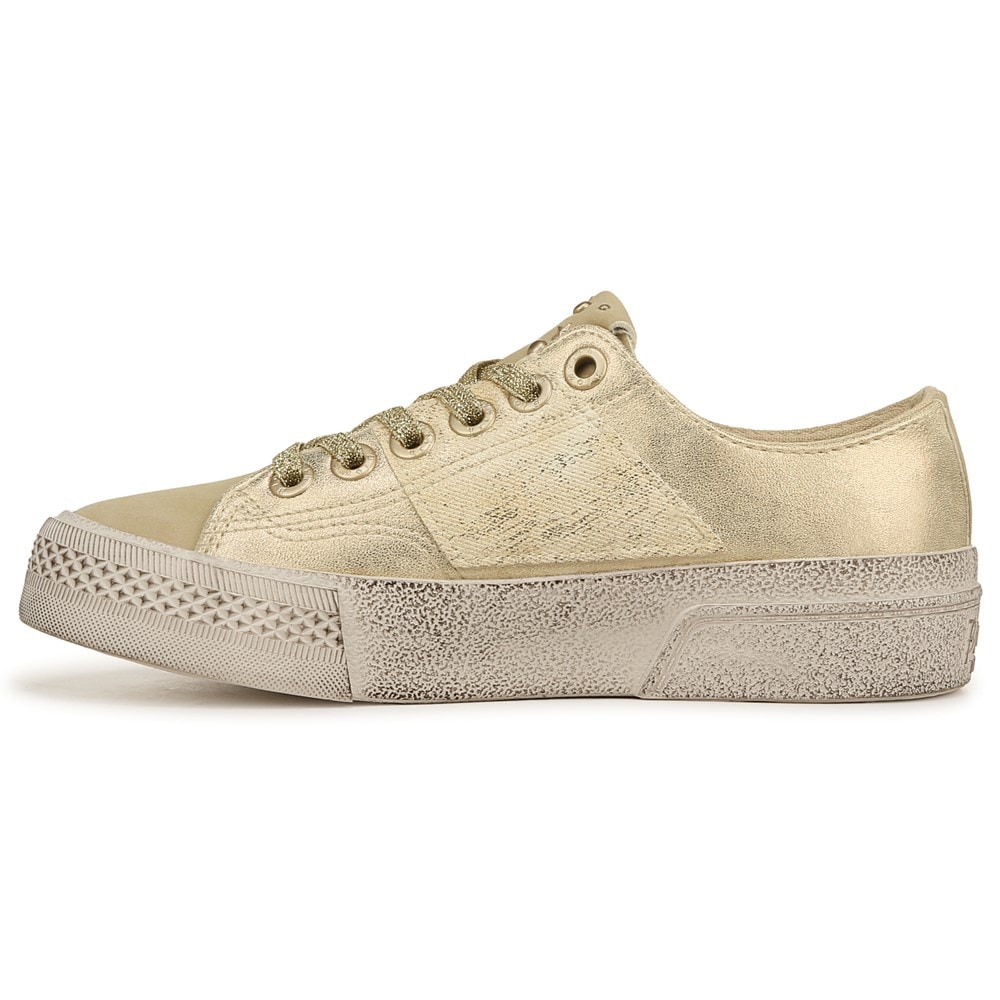 Blowfish Women\'s Walk On Lace Up Sneaker - Soft Gold Sueded Faux Leather