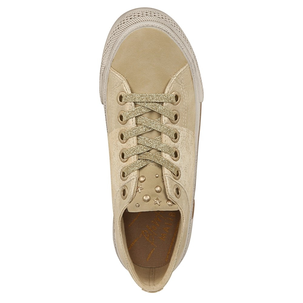 Blowfish Women\'s Walk On Lace Up Sneaker - Soft Gold Sueded Faux Leather