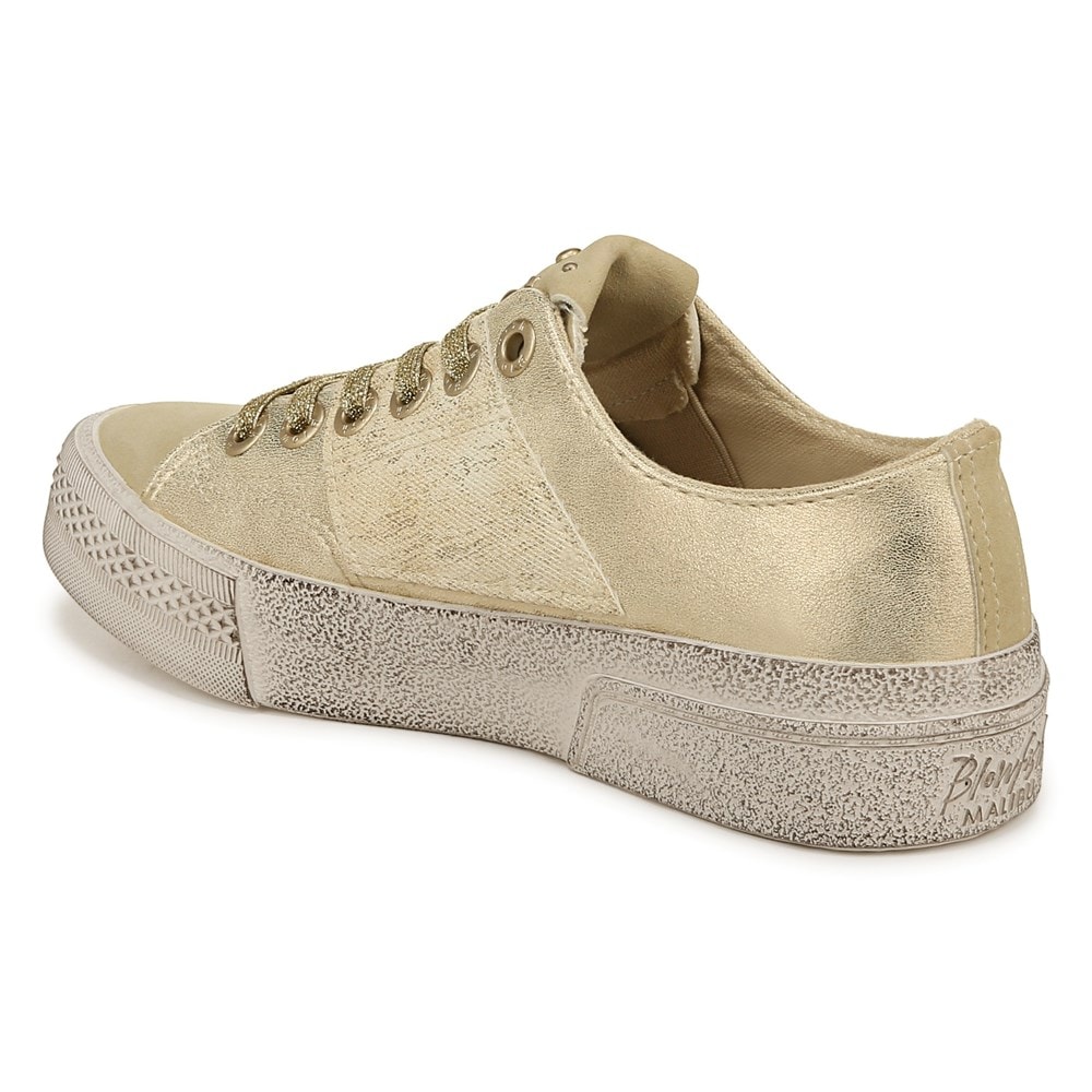 Blowfish Women\'s Walk On Lace Up Sneaker - Soft Gold Sueded Faux Leather