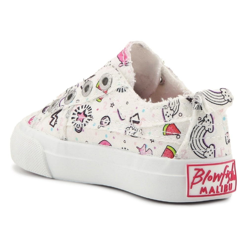 Blowfish Kids\' Play-T Canvas Sneaker Toddler/Little Kid - White/Pink Multi