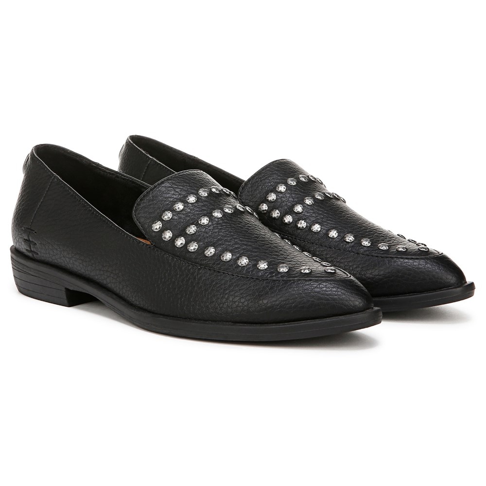 Blowfish Women's Harper Loafer Flat - Black Pebbled Faux Leather