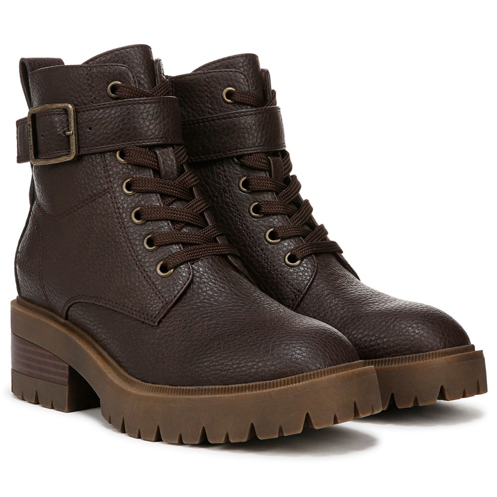 Blowfish Women's Jagger Combat Boot - Dark Brown Faux Leather
