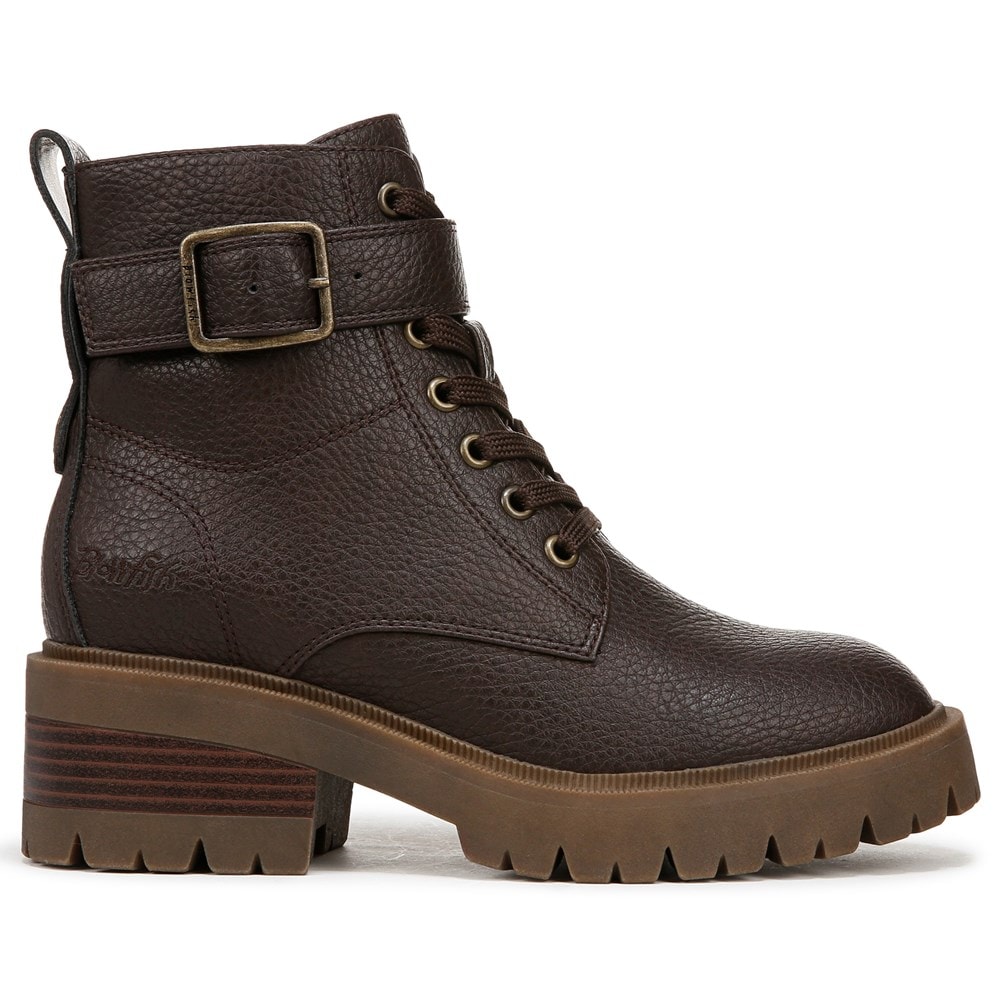 Blowfish Women\'s Jagger Combat Boot - Dark Brown Faux Leather