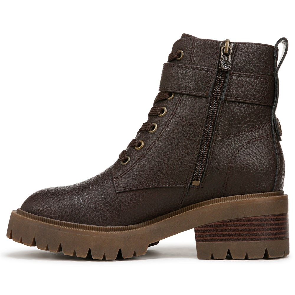 Blowfish Women\'s Jagger Combat Boot - Dark Brown Faux Leather