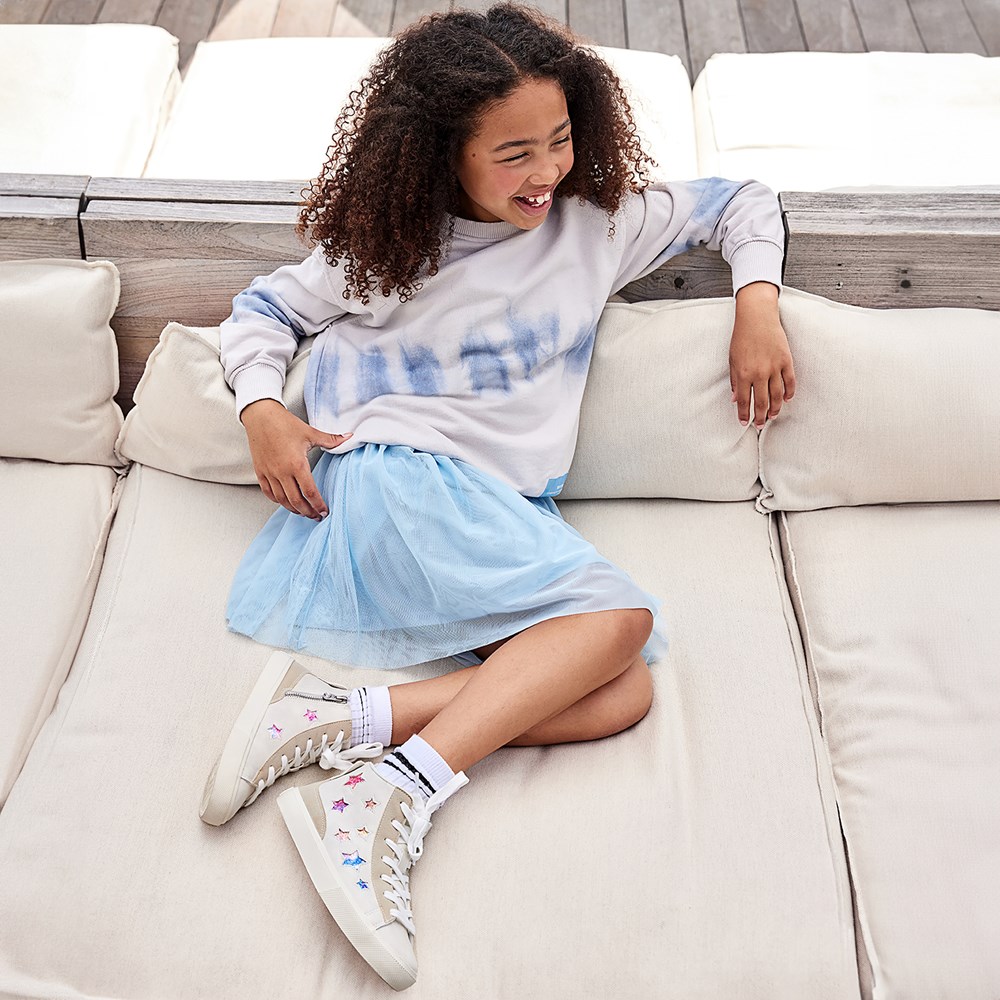 Blowfish Kids\' Vesa-K High Top Sneaker Little/Big Kid - Peach Cream Faux Leather