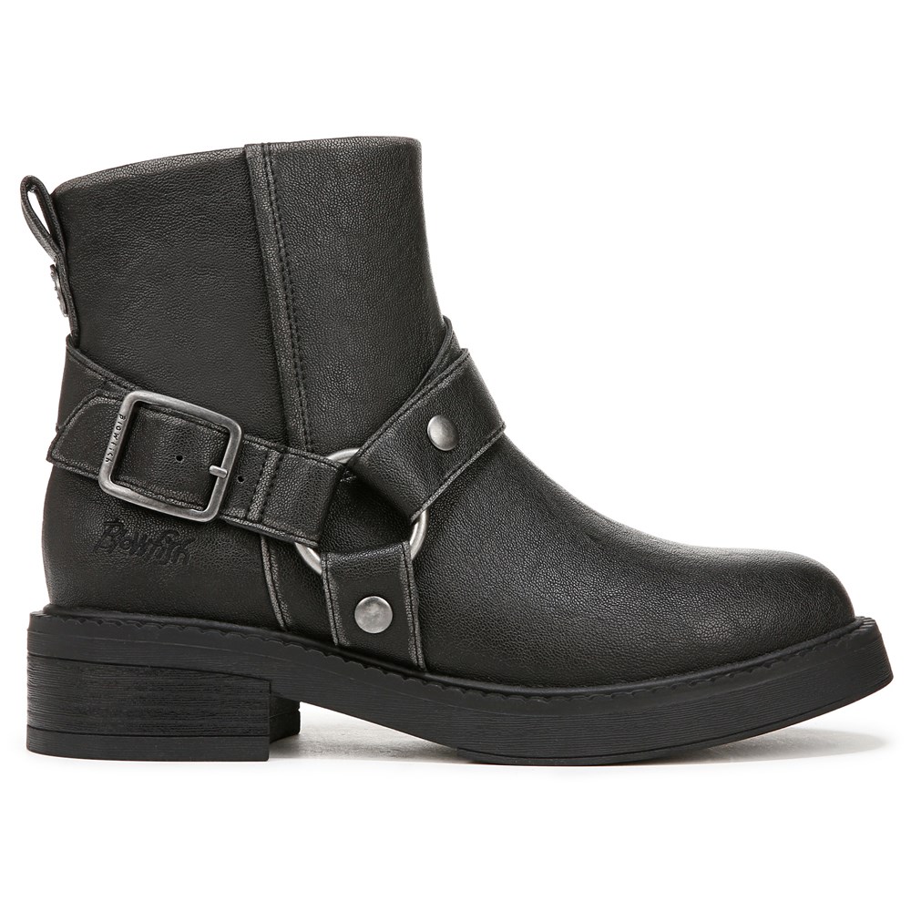 Blowfish Women\'s Vella Bootie - Black Distressed Faux Leather