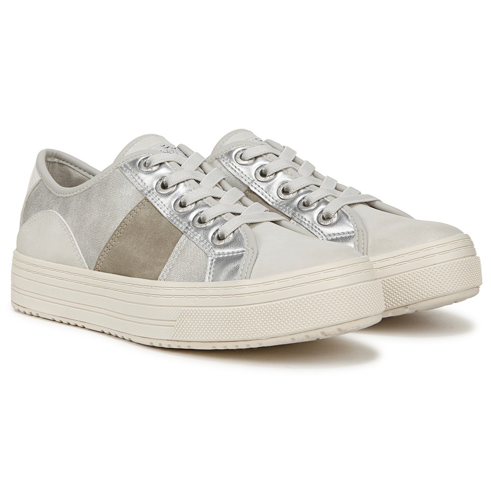 Blowfish Women's Super Smile Slip On Sneaker - Silver Faux Leather/Faux Suede