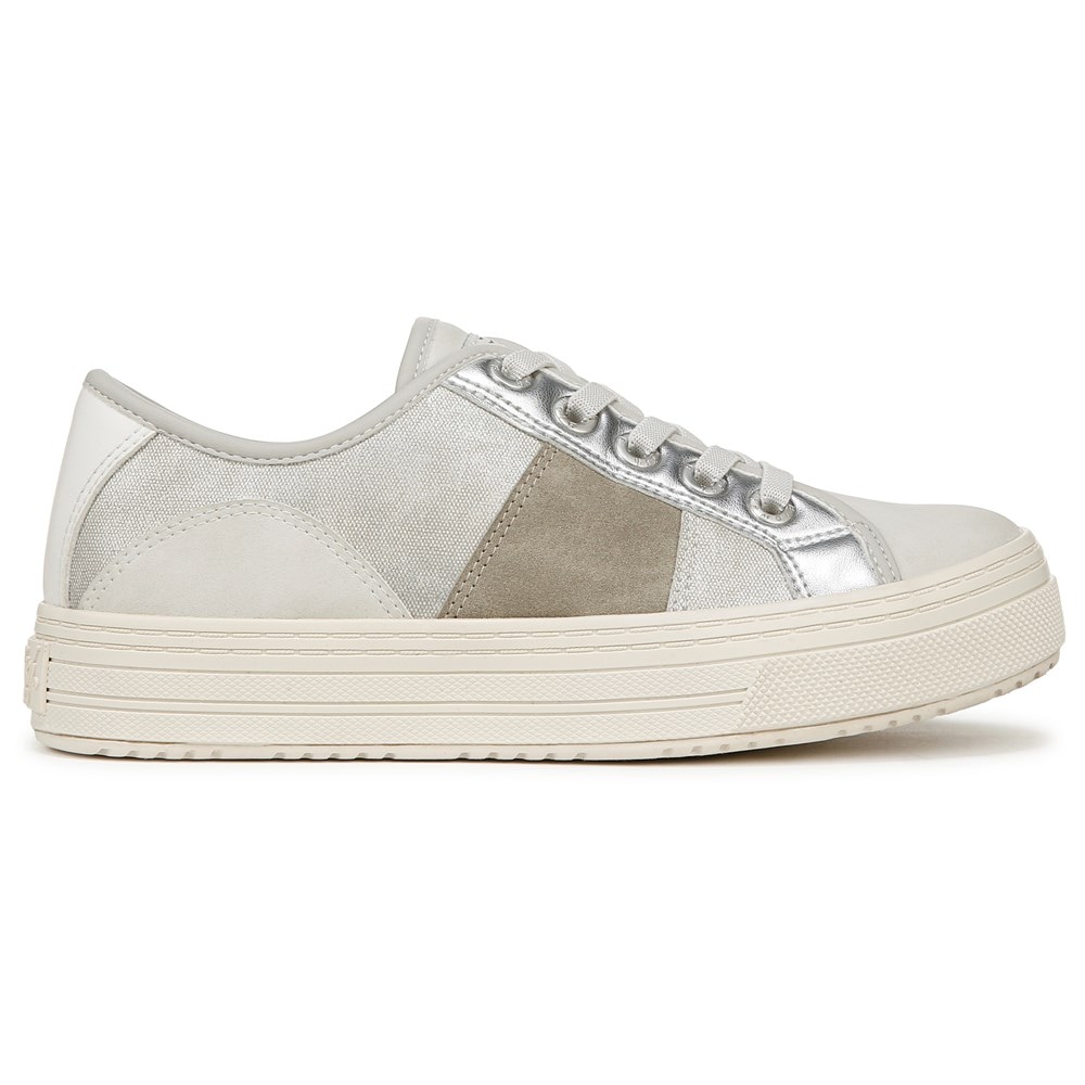 Blowfish Women\'s Super Smile Slip On Sneaker - Silver Faux Leather/Faux Suede