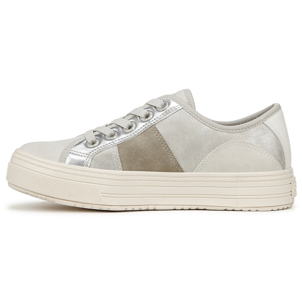 Blowfish Women\'s Super Smile Slip On Sneaker - Silver Faux Leather/Faux Suede