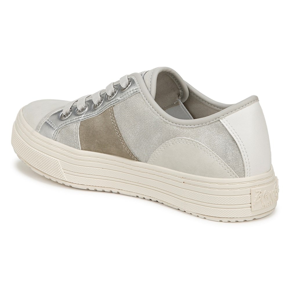 Blowfish Women\'s Super Smile Slip On Sneaker - Silver Faux Leather/Faux Suede