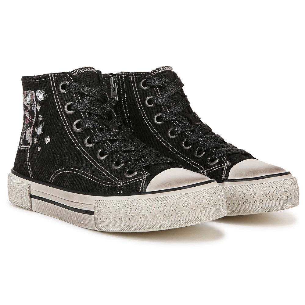 Blowfish Women's Kimber-Hi High Top Sneaker - Black Acid Wash Twill