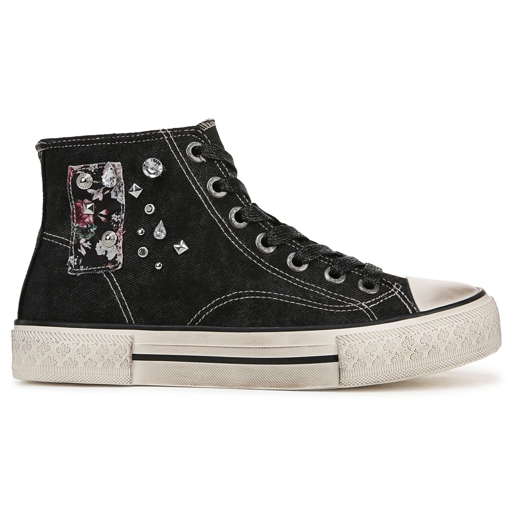 Blowfish Women\'s Kimber-Hi High Top Sneaker - Black Acid Wash Twill