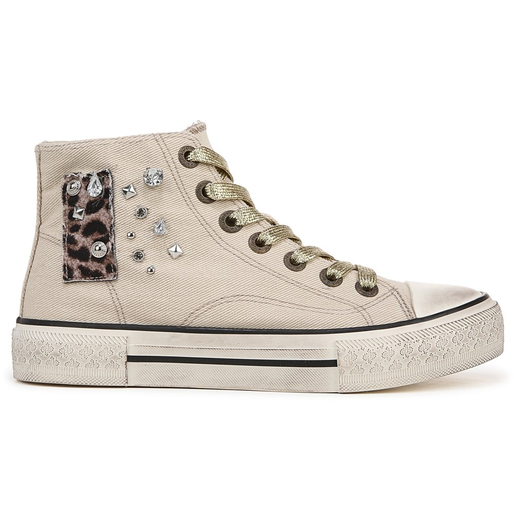 Blowfish Women\'s Kimber-Hi High Top Sneaker - Beige Acid Wash Twill