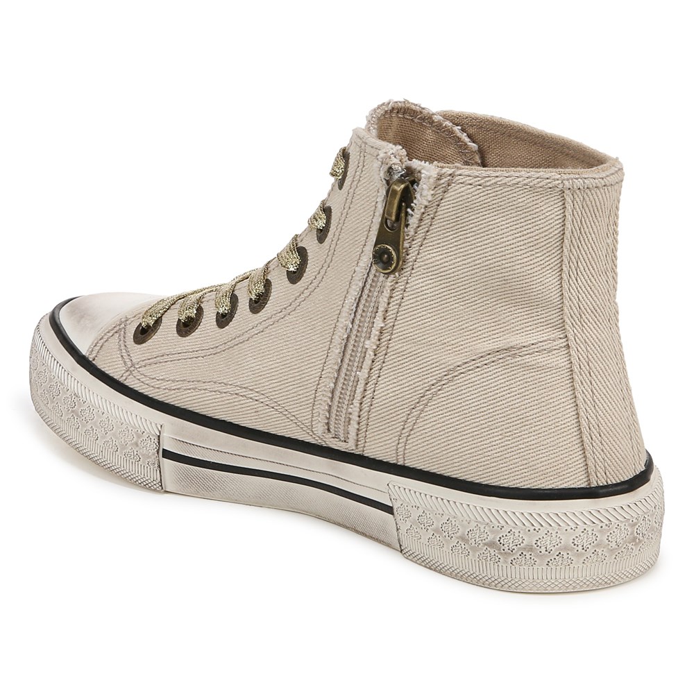 Blowfish Women\'s Kimber-Hi High Top Sneaker - Beige Acid Wash Twill
