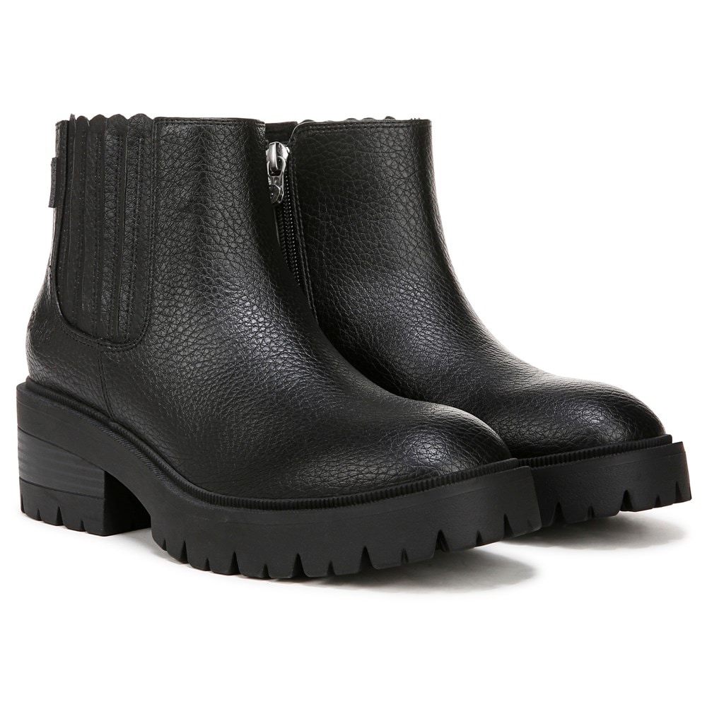 Blowfish Women's Joy Lug Sole Chelsea Bootie - Black Faux Leather
