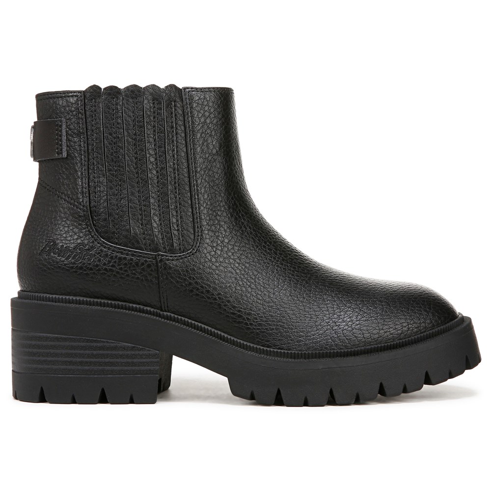Blowfish Women\'s Joy Lug Sole Chelsea Bootie - Black Faux Leather