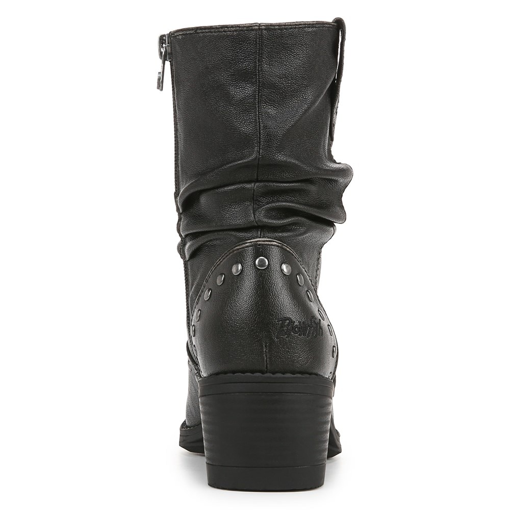 Blowfish Women\'s Rebel Western Slouch Bootie - Black Distressed Faux Leather