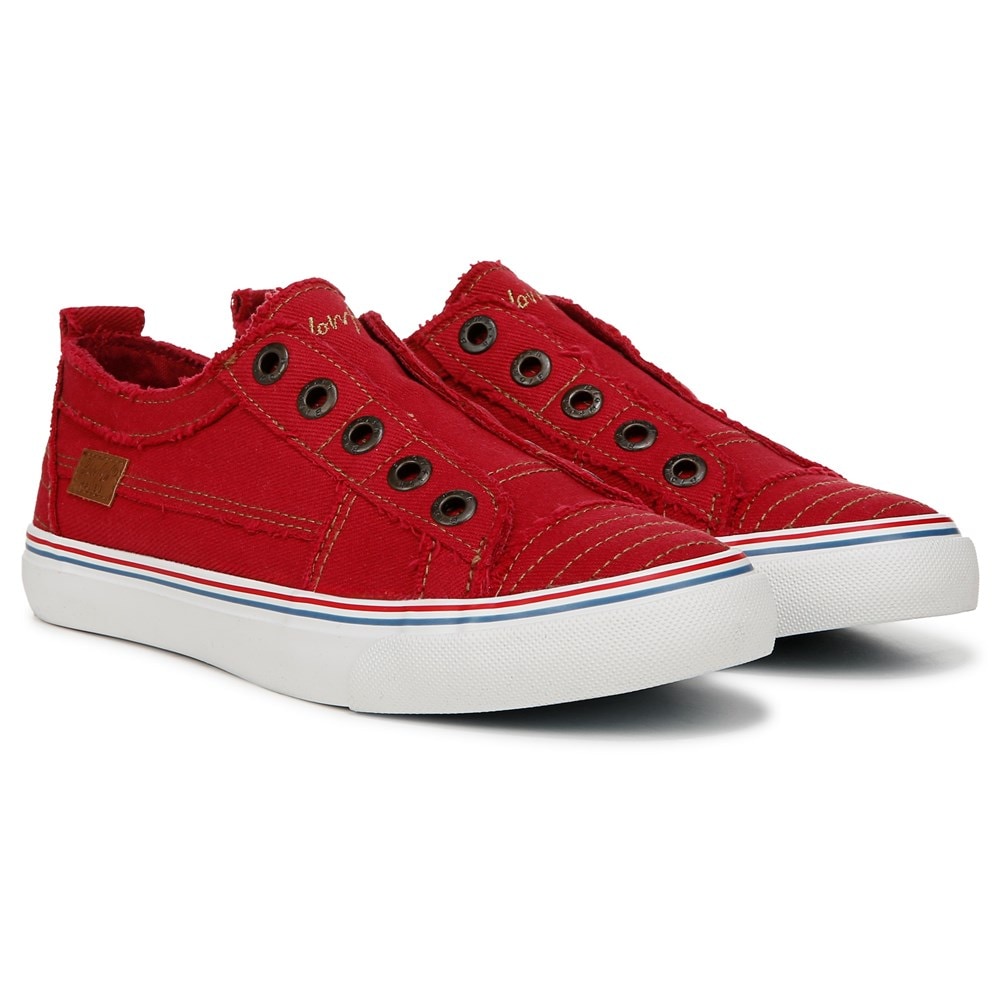 Blowfish Women's Play Slip On Sneaker - Jester Red Twill Fabric