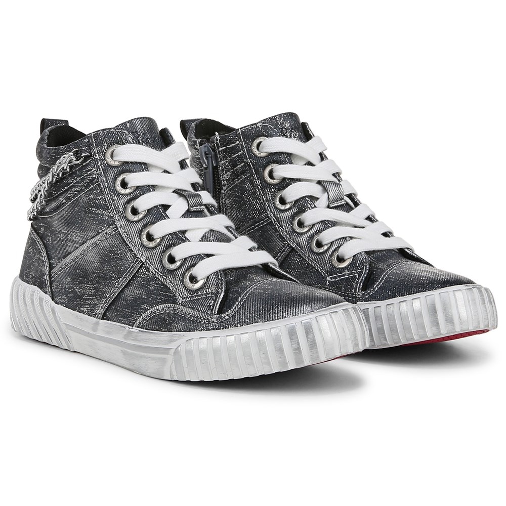 Blowfish Kids' Wanderly-K High Top Sneaker Little/Big Kid - Black Distressed Faux Leather