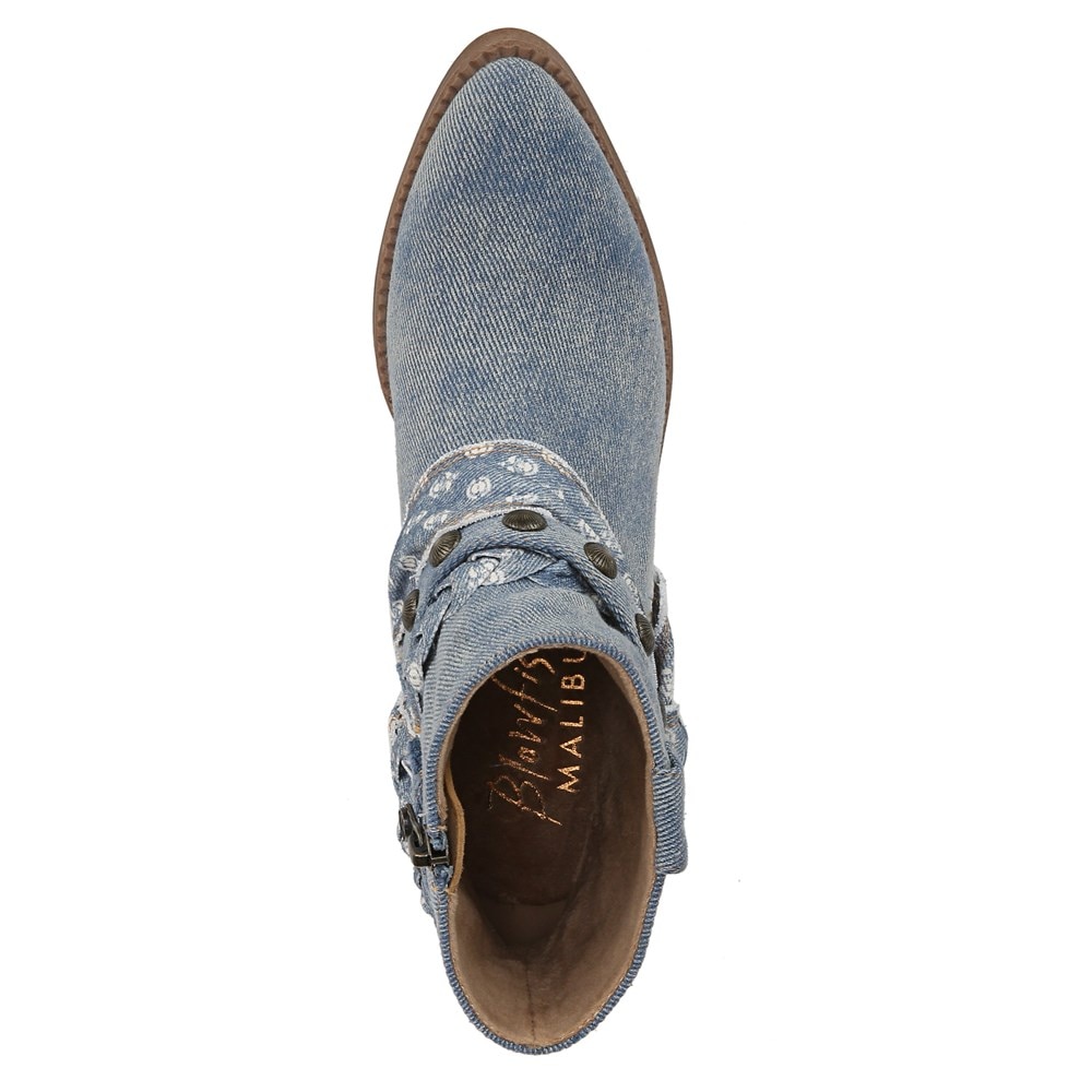 Blowfish Women\'s Rally Western Bootie - Denim Blue Fabric