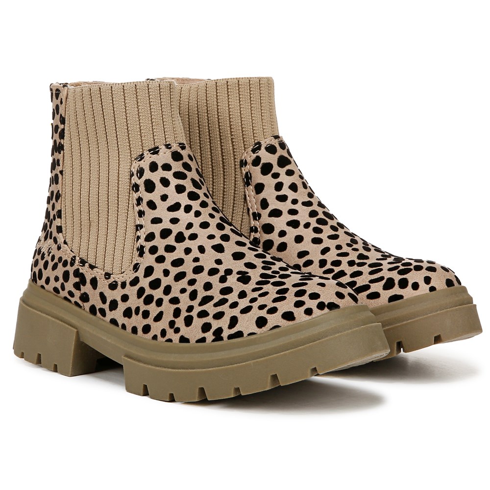Blowfish Kids' Chassy-K Chelsea Boot Little/Big Kid - Sand Leopard Fabric