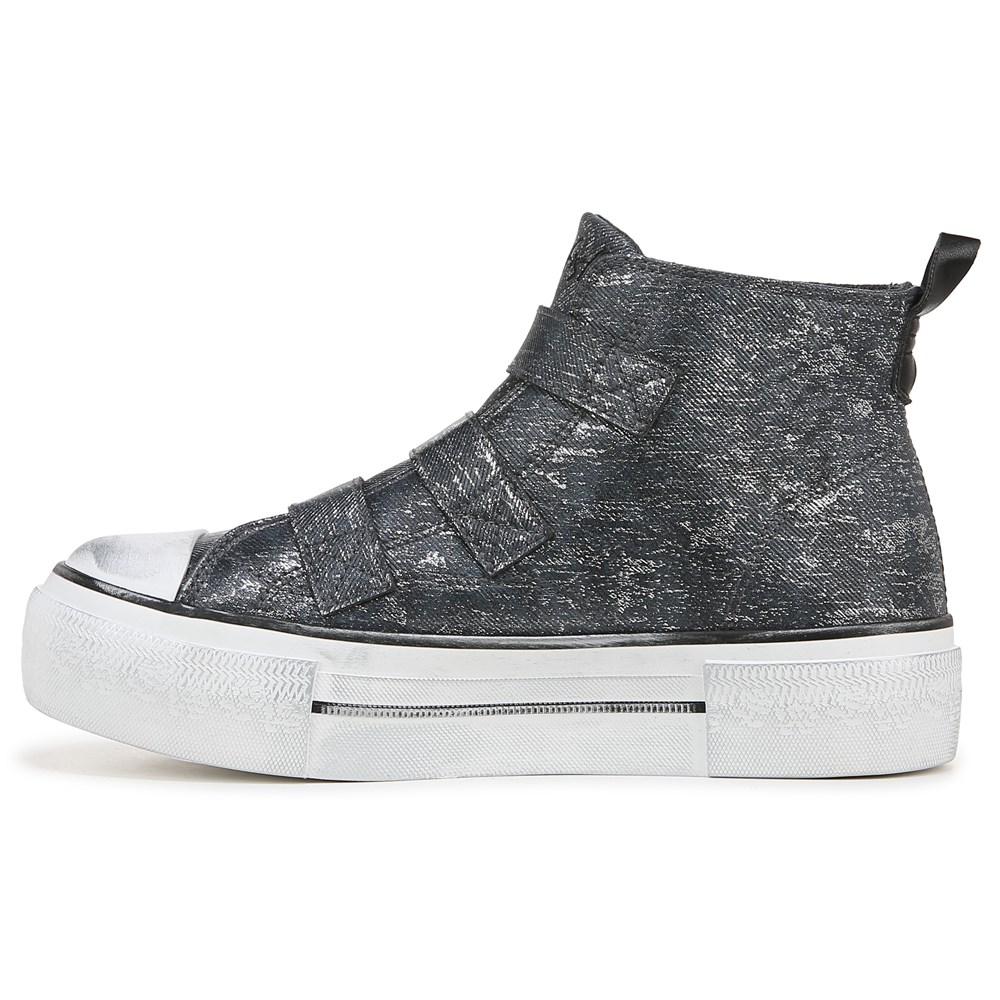 Blowfish Women\'s Knockout-B High Top Sneaker - Black Shimmer Faux Leather