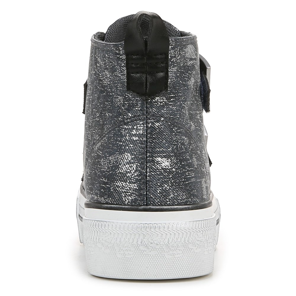 Blowfish Women\'s Knockout-B High Top Sneaker - Black Shimmer Faux Leather