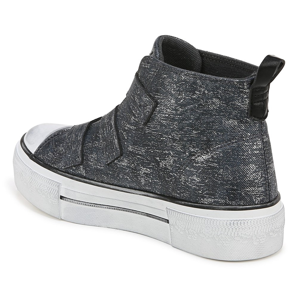 Blowfish Women\'s Knockout-B High Top Sneaker - Black Shimmer Faux Leather