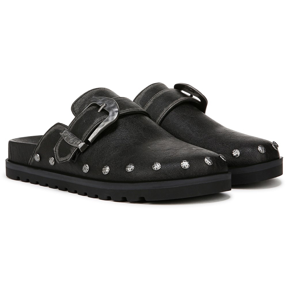 Blowfish Women's Skylar Mule - Black Distressed Faux Leather