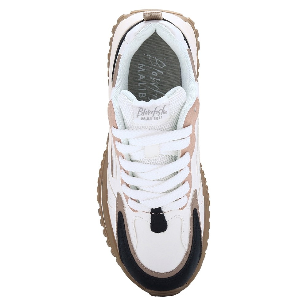 Blowfish Women\'s Leo Retro Lace Up Sneaker - White/Black/Taupe