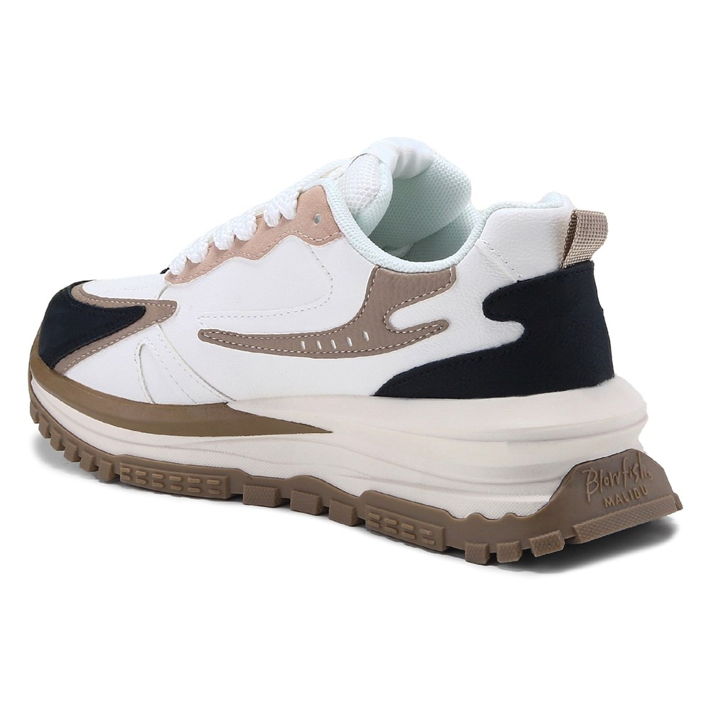 Blowfish Women\'s Leo Retro Lace Up Sneaker - White/Black/Taupe
